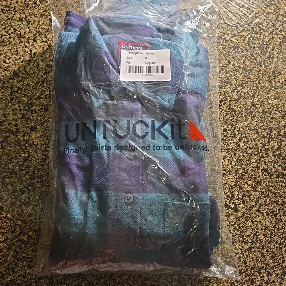 UNTUCKit Secoli Button Up Long Sleeve Green Navy Blue Plaid Women’s 0 (XS )